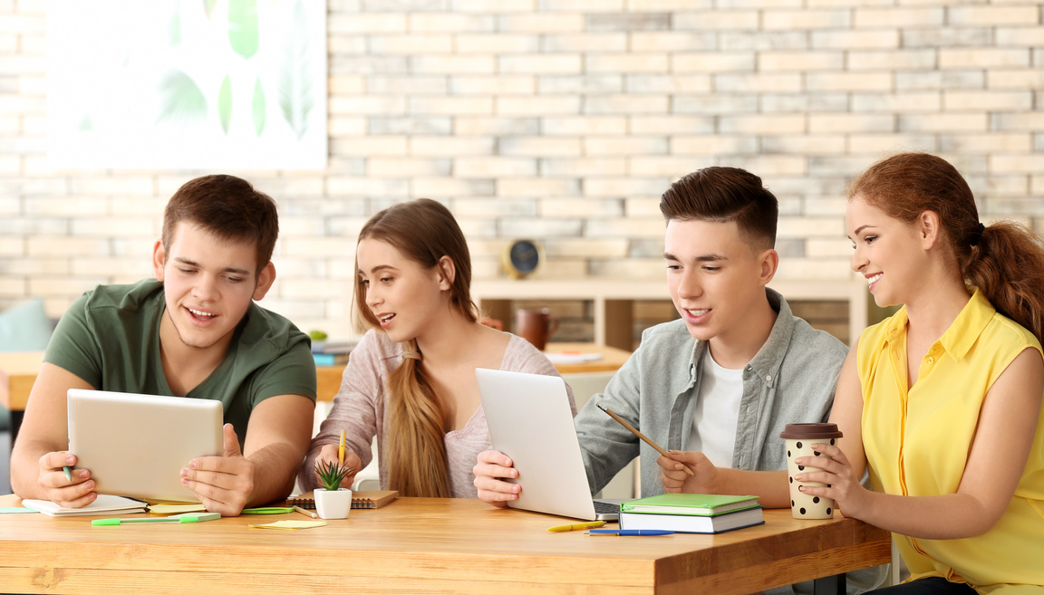 Group of Teenagers Studying Indoors